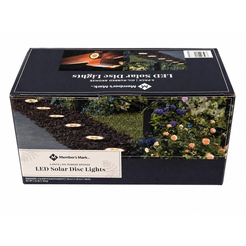 Member's Mark LED Solar Disc Lights 6-Pack Oil Rubbed Bronze New
